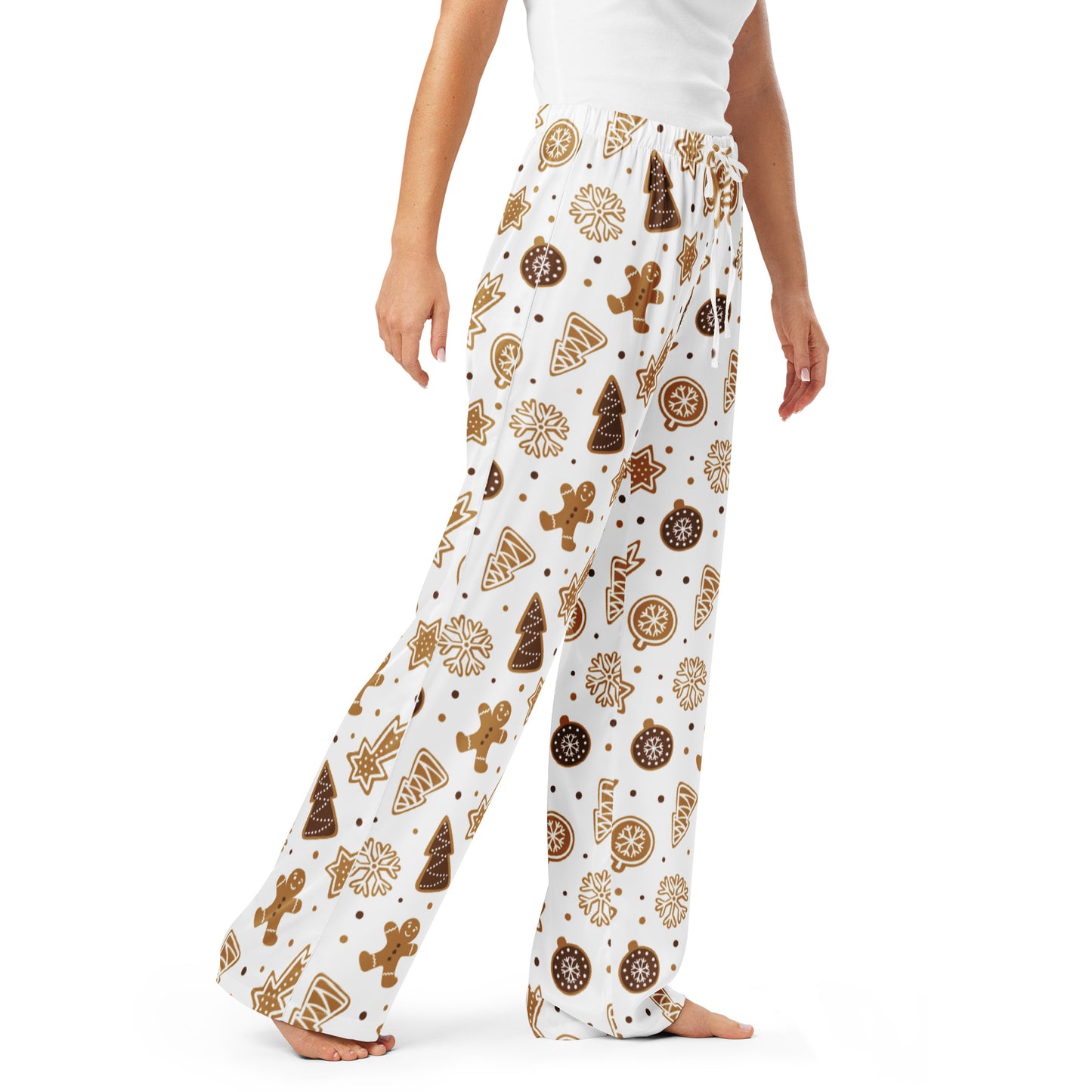 Women’s Gingerbread Cookie Christmas Pajama Pants – Lightweight Relaxed Fit with Drawstring Waist