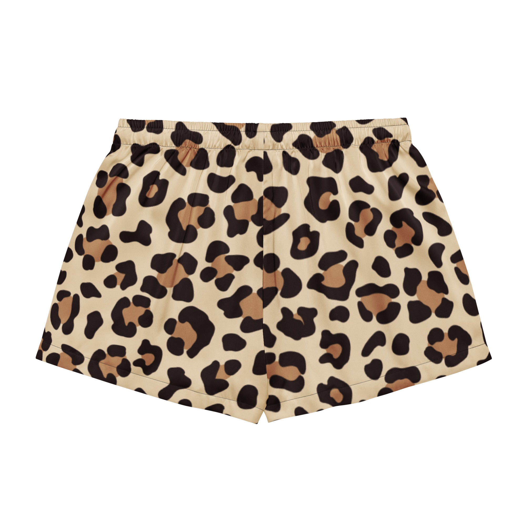 Women’s Leopard Print Silky Pajama Shorts – Lightweight Relaxed Fit with Drawstring Waist