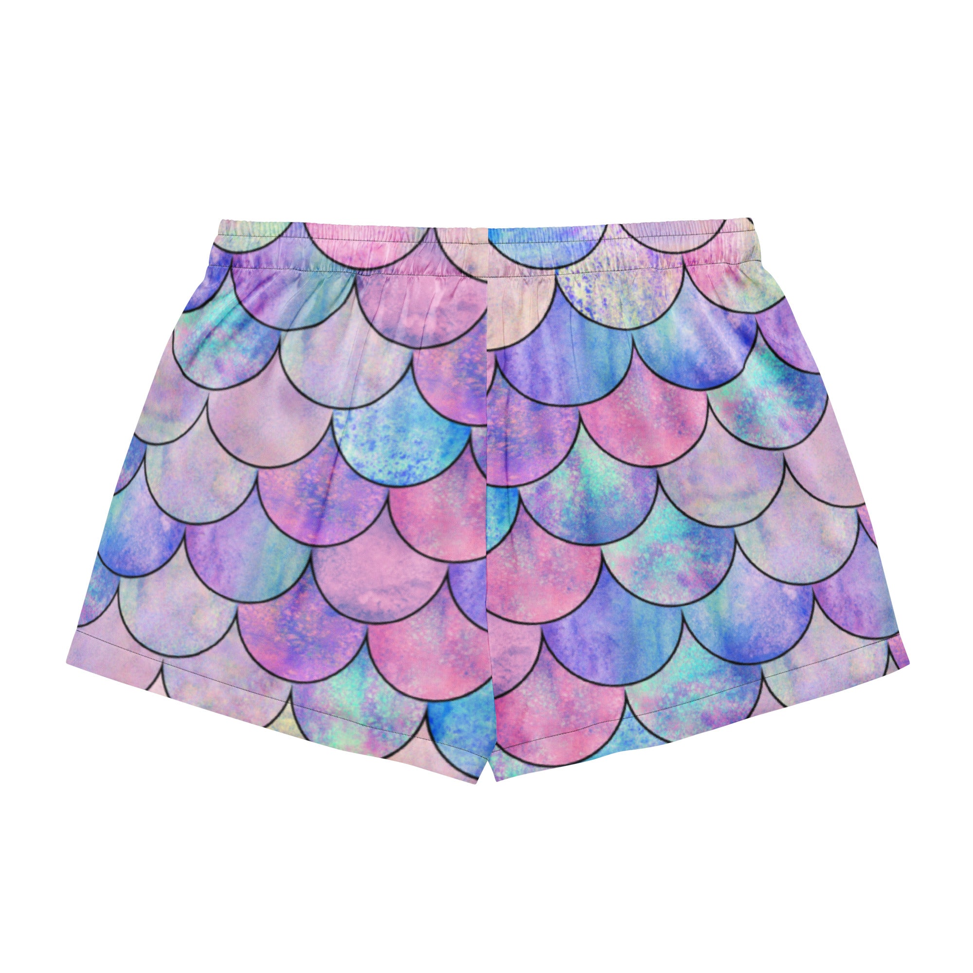 Women’s Pastel Mermaid Silky Pajama Shorts – Lightweight Relaxed Fit with Drawstring Waist
