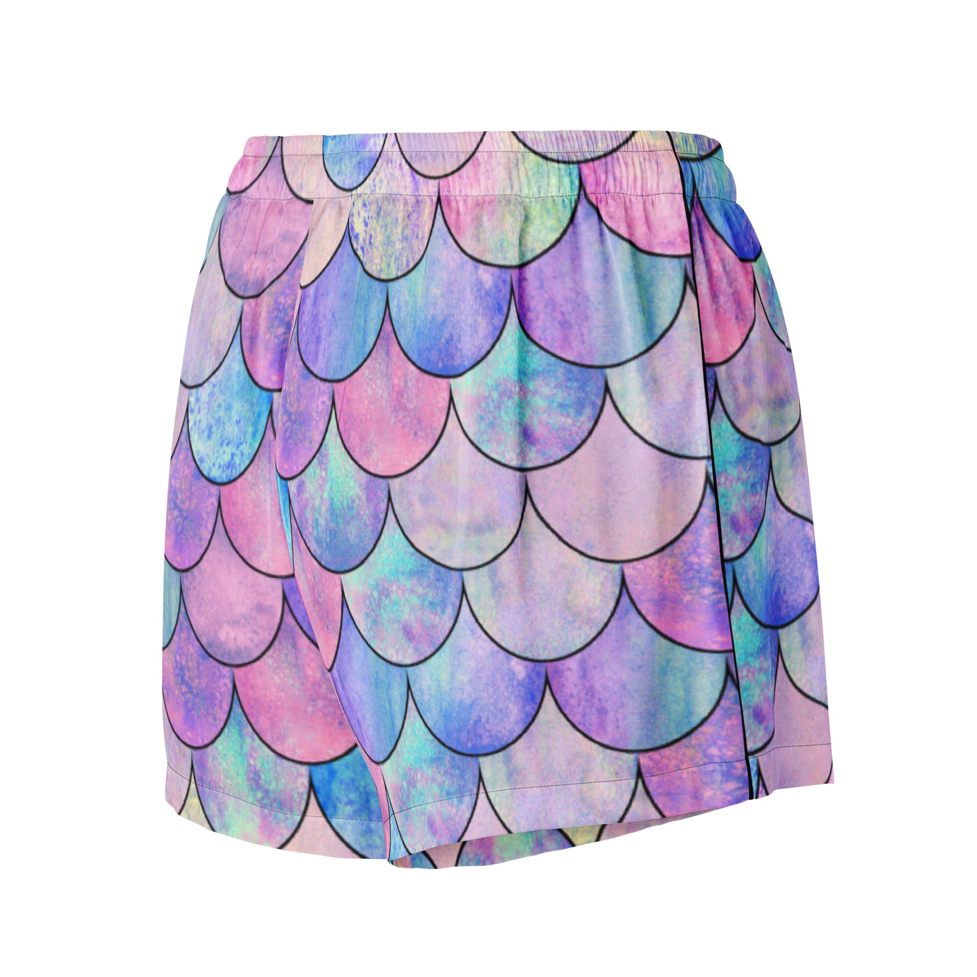 Women’s Pastel Mermaid Silky Pajama Shorts – Lightweight Relaxed Fit with Drawstring Waist
