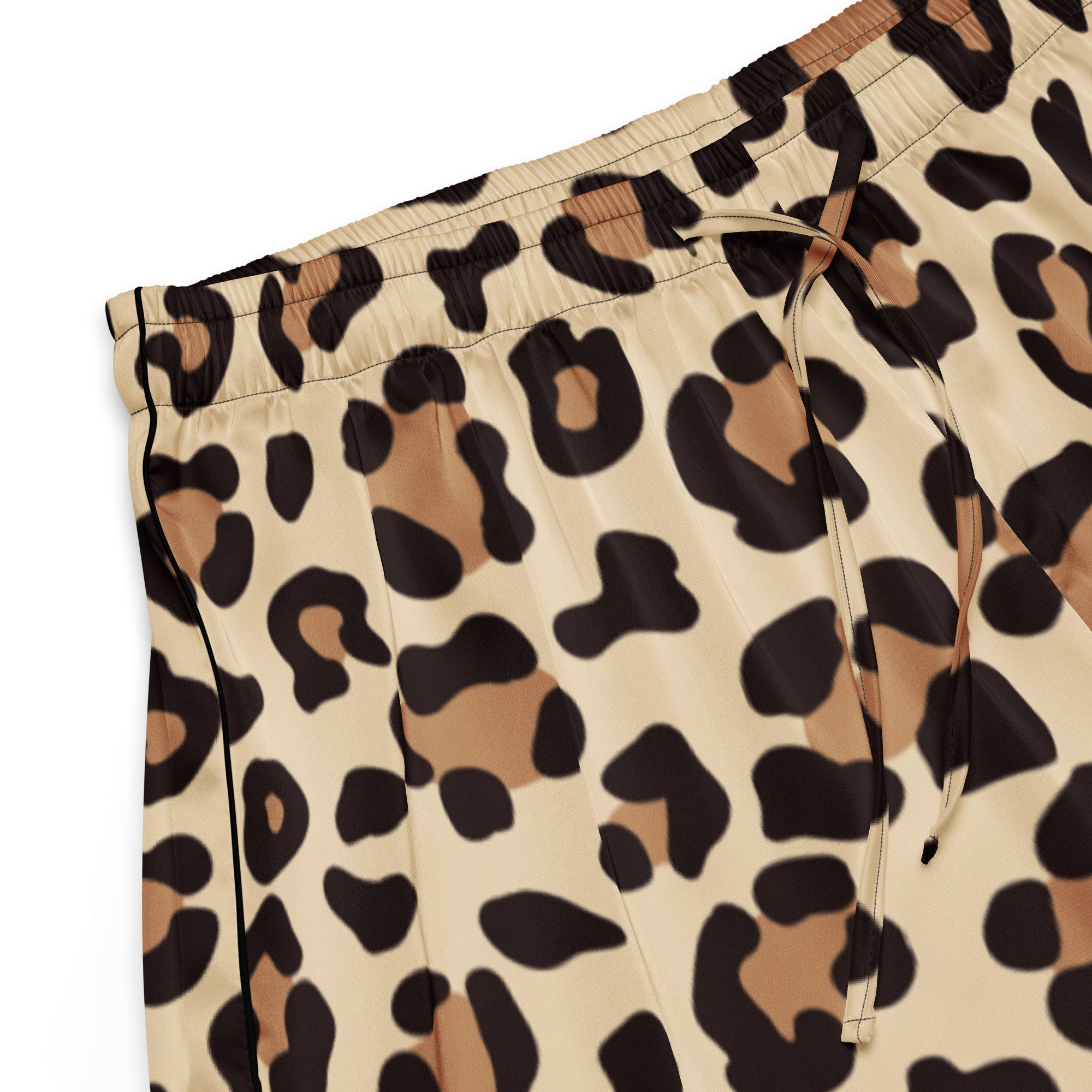 Women’s Leopard Print Silky Pajama Shorts – Lightweight Relaxed Fit with Drawstring Waist