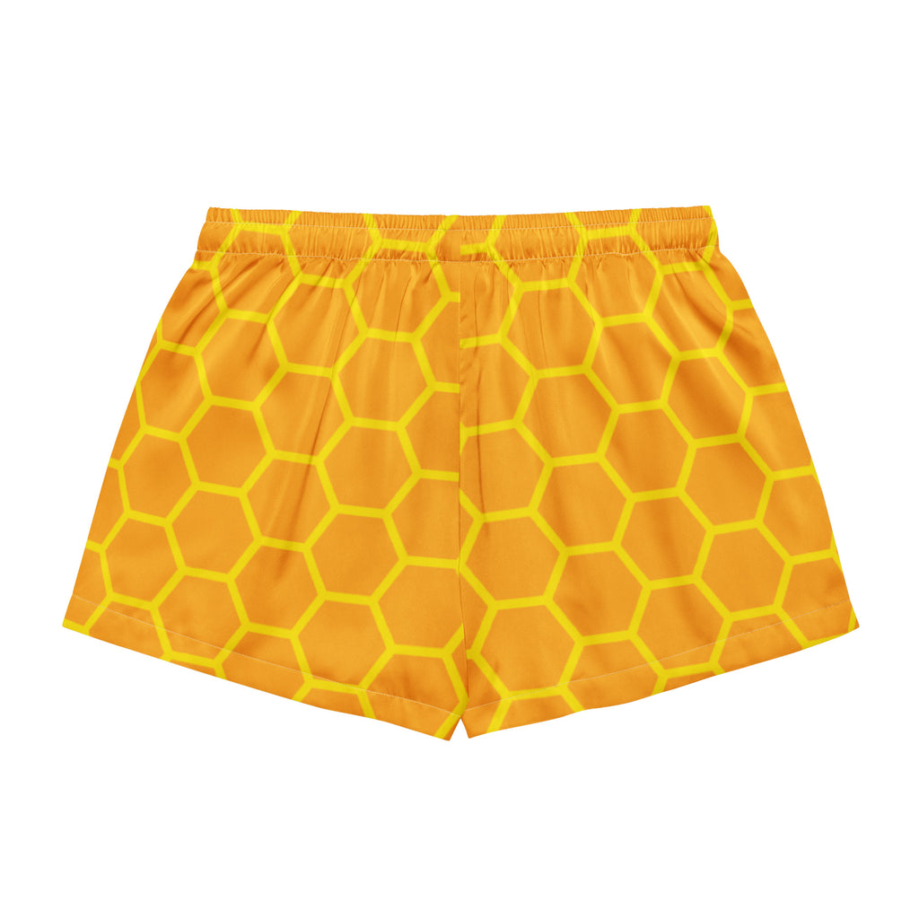 Women’s Honeycomb Silky Pajama Shorts – Lightweight Relaxed Fit with Drawstring Waist