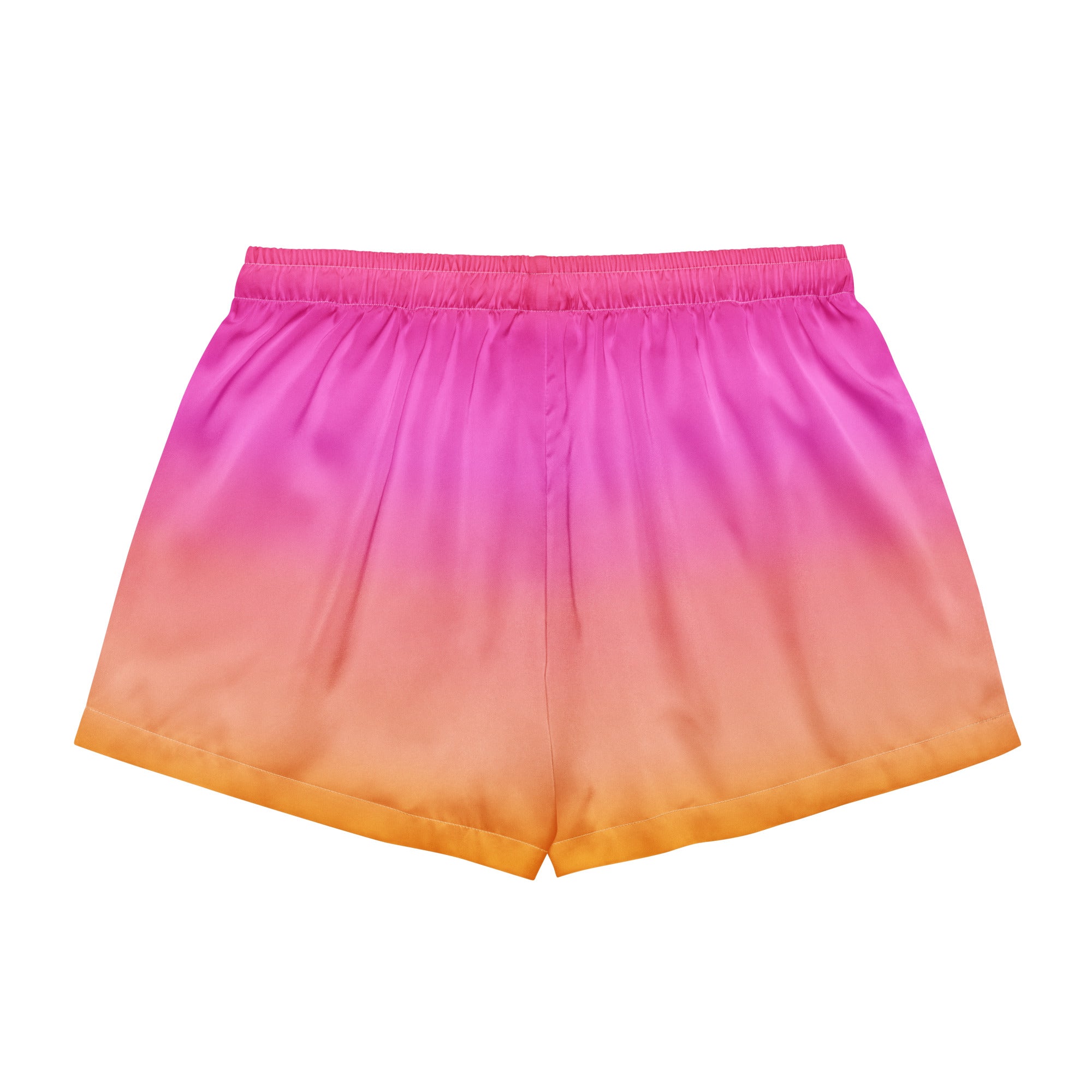 Women’s Sunset Ombre Silky Pajama Shorts – Lightweight Relaxed Fit with Drawstring Waist