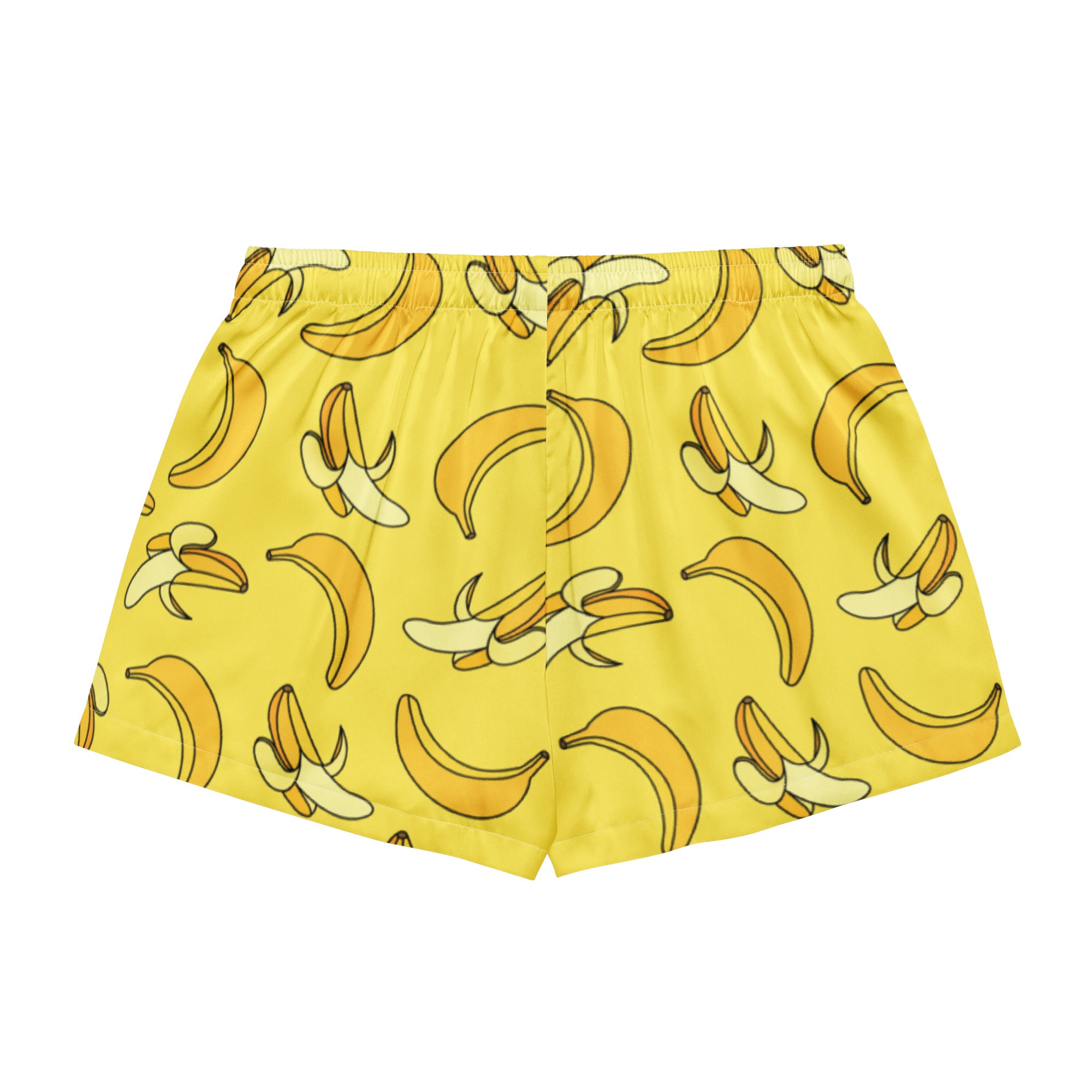 Women’s Yellow Banana Silky Pajama Shorts – Lightweight Relaxed Fit with Drawstring Waist