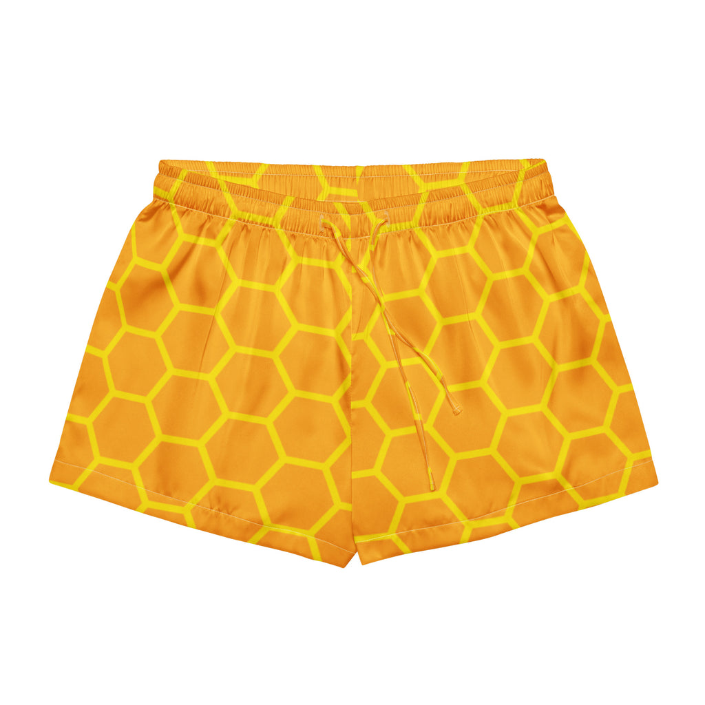 Women’s Honeycomb Silky Pajama Shorts – Lightweight Relaxed Fit with Drawstring Waist