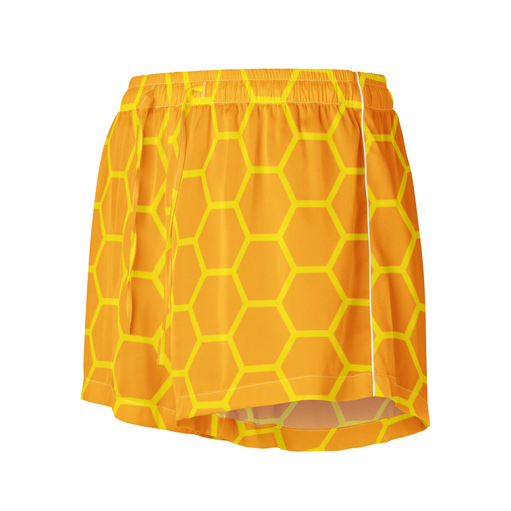 Women’s Honeycomb Silky Pajama Shorts – Lightweight Relaxed Fit with Drawstring Waist