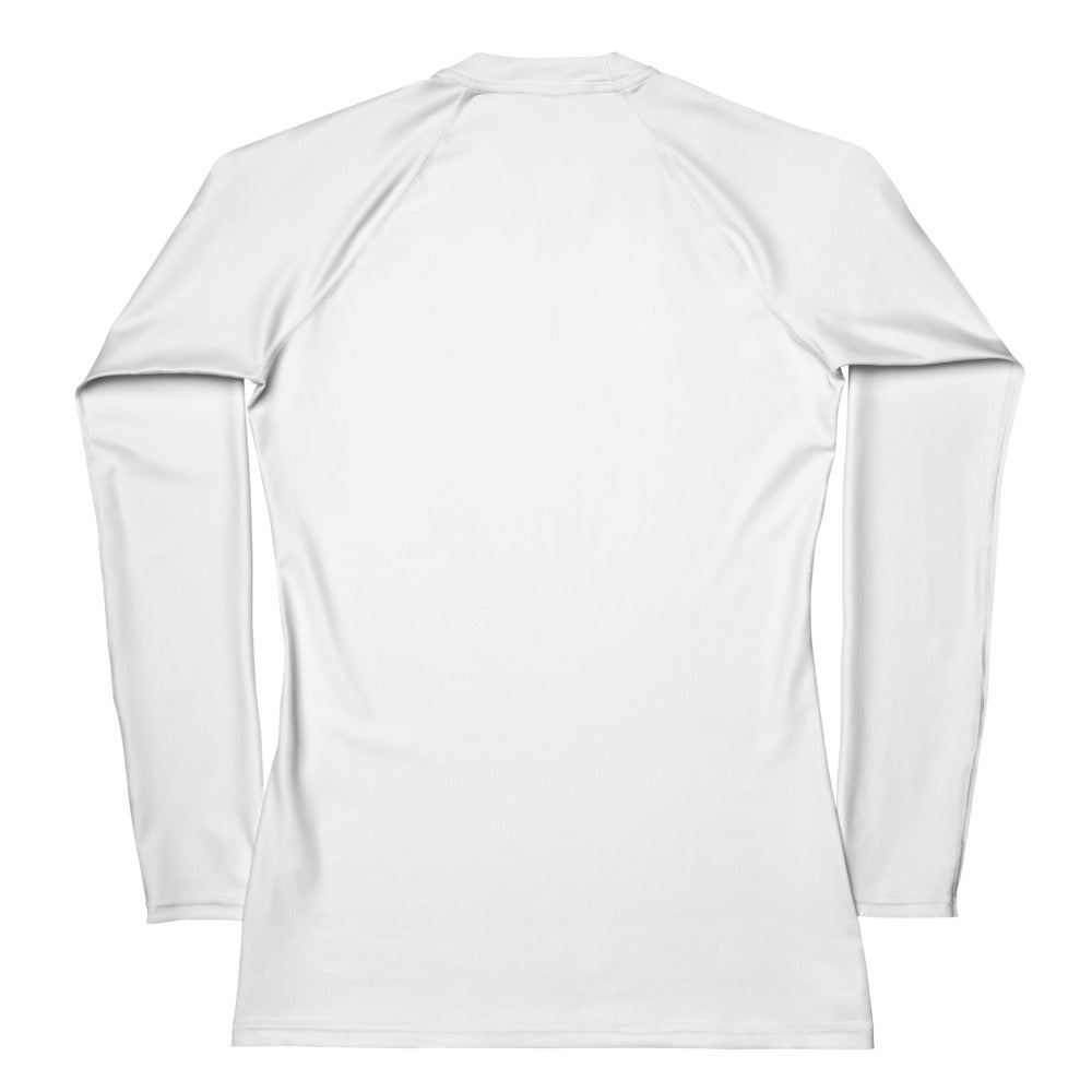Women’s usa white long sleeve rash guard swim shirt with buttery soft fabric and upf 50 plus protection