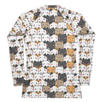 Women's Kawaii Cat Face Buttery Soft Long Sleeve Rash Guard Swim Shirt With UPF 50+