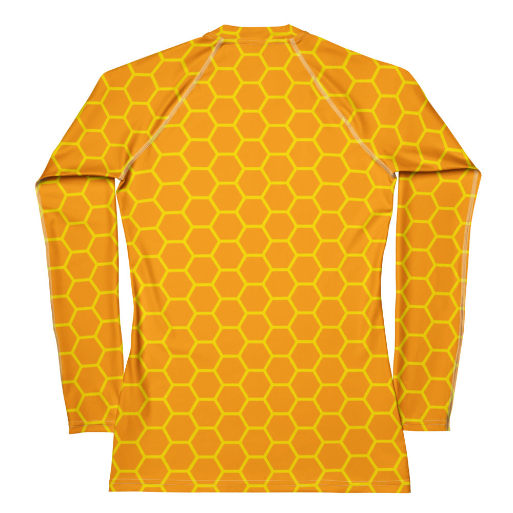 Women's Honeycomb Buttery Soft Long Sleeve Rash Guard Swim Shirt With UPF 50+