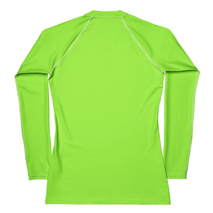 Women's Lime Green Buttery Soft Long Sleeve Rash Guard Swim Shirt With UPF 50+