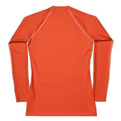 Women's Orange Buttery Soft Long Sleeve Rash Guard Swim Shirt With UPF 50+