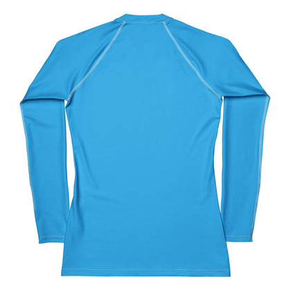 Women's Sky Blue Buttery Soft Long Sleeve Rash Guard Swim Shirt With UPF 50+