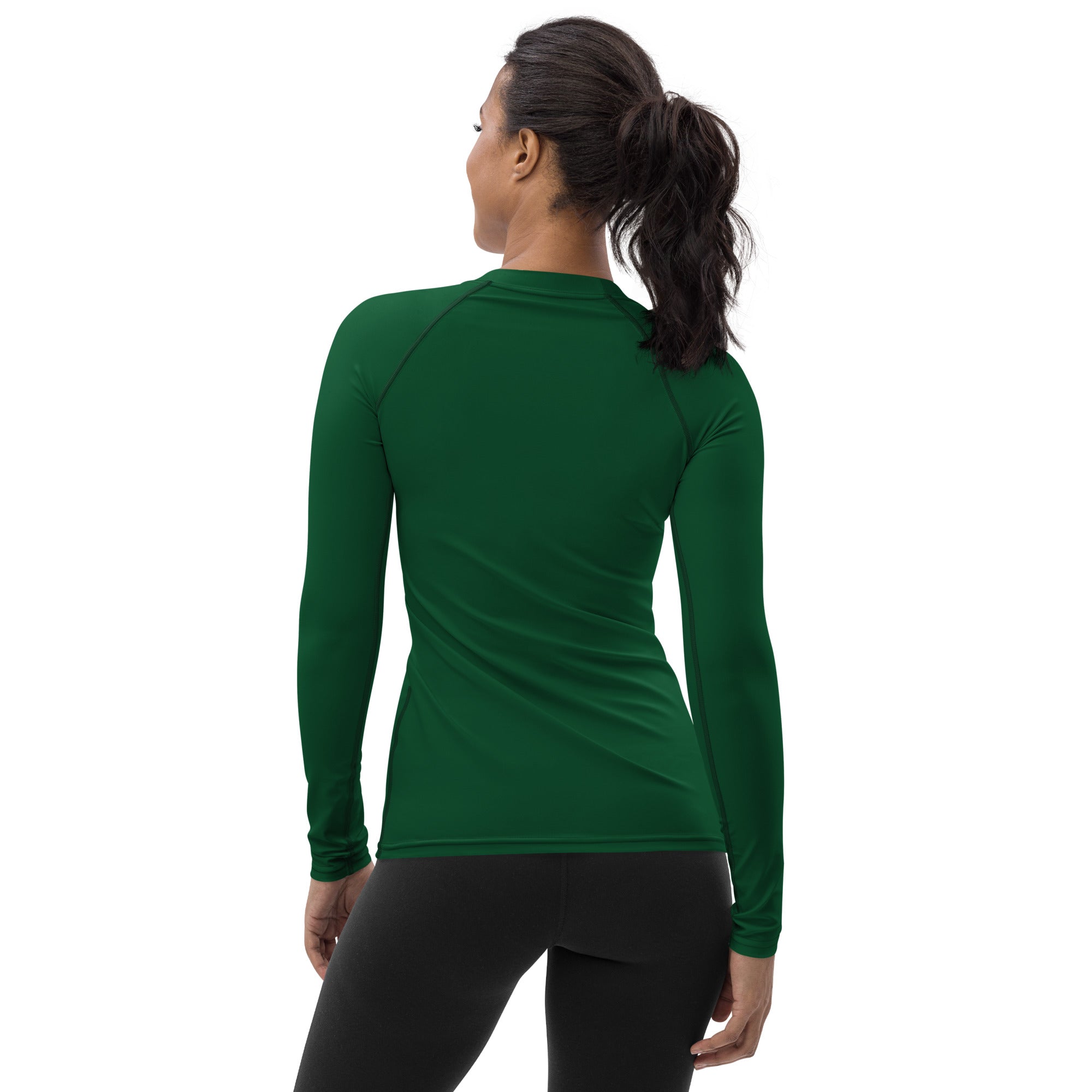 Women's Green Buttery Soft Long Sleeve Rash Guard Swim Shirt With UPF 50+