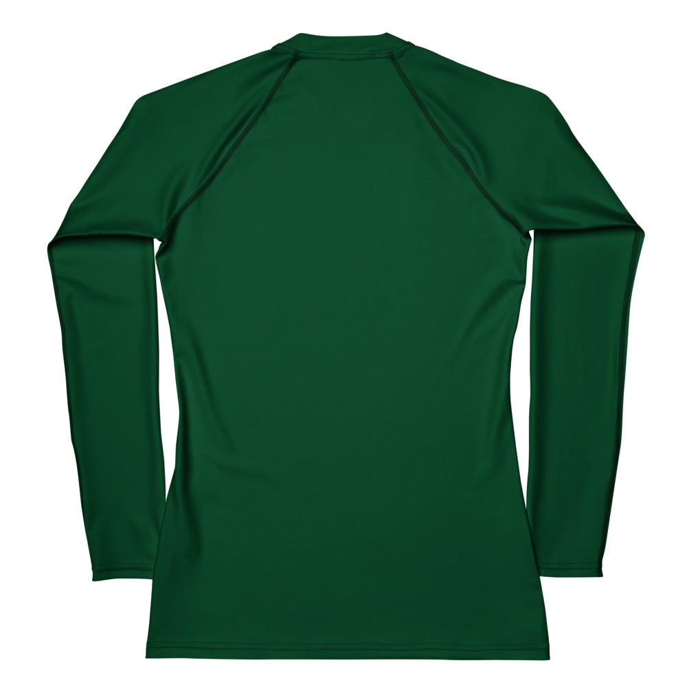 Women's Green Buttery Soft Long Sleeve Rash Guard Swim Shirt With UPF 50+