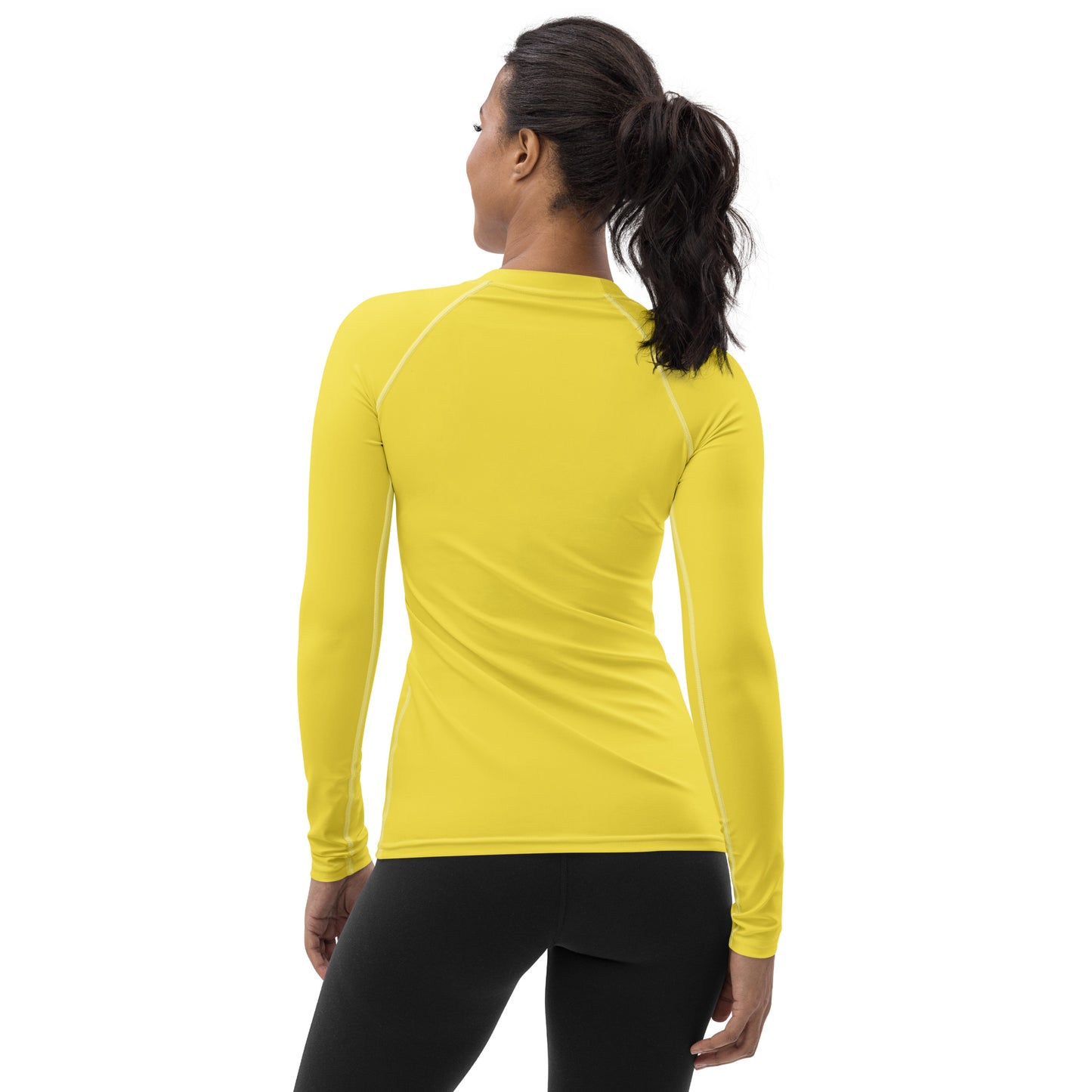 Women's Yellow Buttery Soft Long Sleeve Rash Guard Swim Shirt With UPF 50+