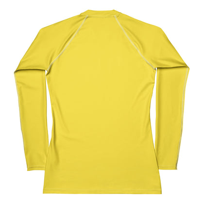 Women's Yellow Buttery Soft Long Sleeve Rash Guard Swim Shirt With UPF 50+