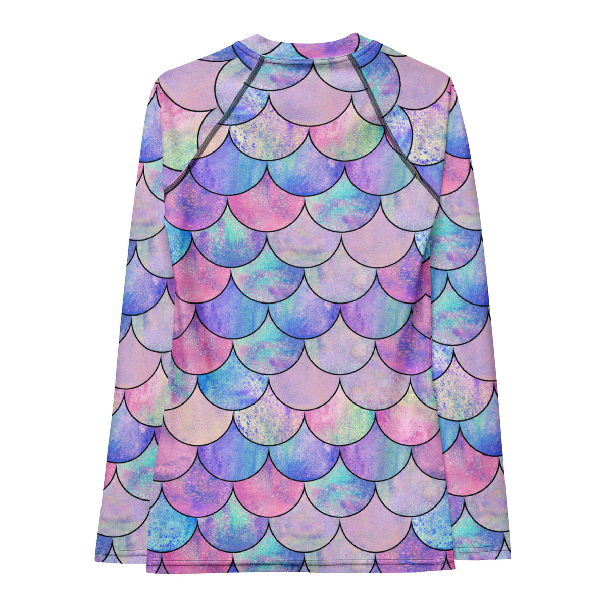 Women's Pastel Mermaid Long Sleeve Rash Guard Swim Shirt – Buttery Soft, Sun Safe UPF 50+ Protection, Quick Dry & 4-Way Stretch Comfort
