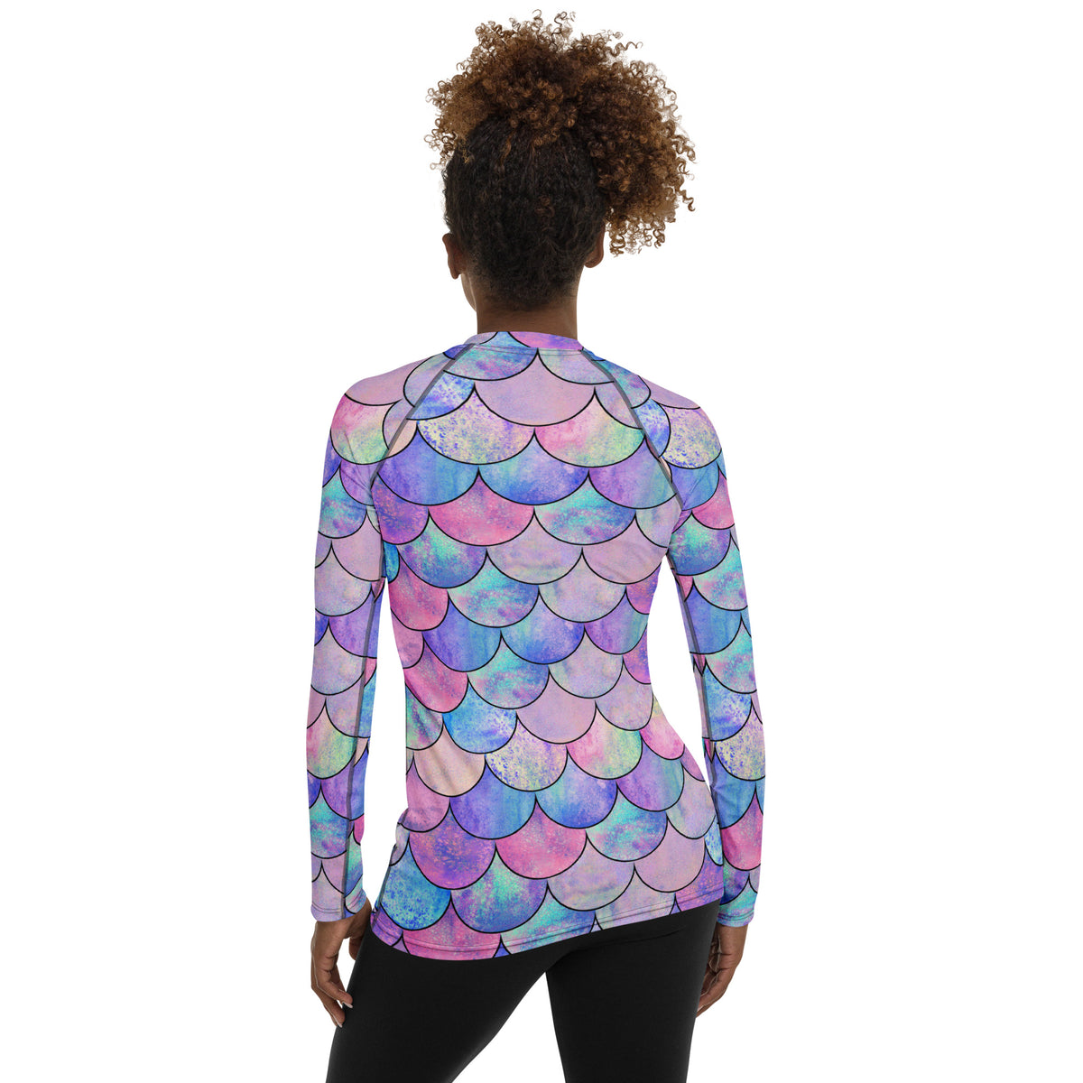 Women's Pastel Mermaid Long Sleeve Rash Guard Swim Shirt – Buttery Soft, Sun Safe UPF 50+ Protection, Quick Dry & 4-Way Stretch Comfort