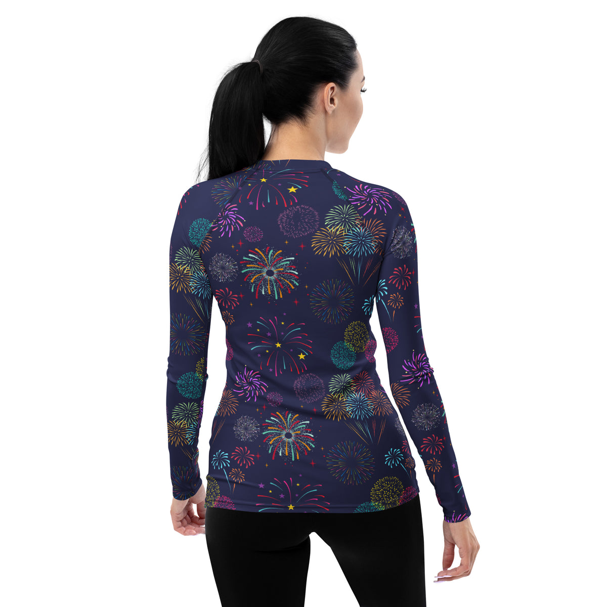 Women's Colorful Fireworks Long Sleeve Rash Guard Swim Shirt – Buttery Soft, Sun Safe UPF 50+ Protection, Quick Dry & 4-Way Stretch Comfort