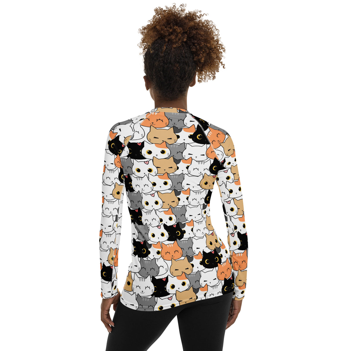 Women's Cat Face Long Sleeve Rash Guard Swim Shirt – Buttery Soft, Sun Safe UPF 50+ Protection, Quick Dry & 4-Way Stretch Comfort