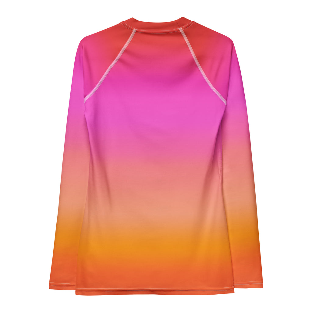 Women's Sunset Ombre Long Sleeve Rash Guard Swim Shirt – Buttery Soft, Sun Safe UPF 50+ Protection, Quick Dry & 4-Way Stretch Comfort