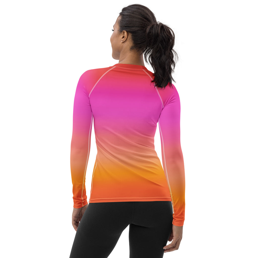 Women's Sunset Ombre Long Sleeve Rash Guard Swim Shirt – Buttery Soft, Sun Safe UPF 50+ Protection, Quick Dry & 4-Way Stretch Comfort