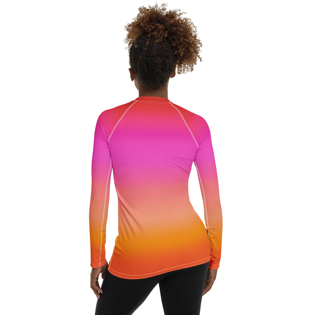 Women's Sunset Ombre Long Sleeve Rash Guard Swim Shirt – Buttery Soft, Sun Safe UPF 50+ Protection, Quick Dry & 4-Way Stretch Comfort