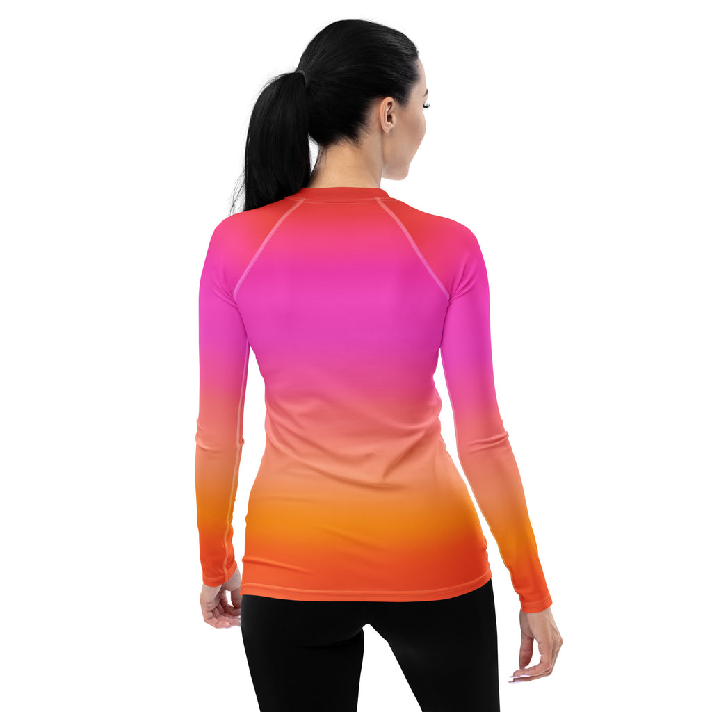 Women's Sunset Ombre Long Sleeve Rash Guard Swim Shirt – Buttery Soft, Sun Safe UPF 50+ Protection, Quick Dry & 4-Way Stretch Comfort