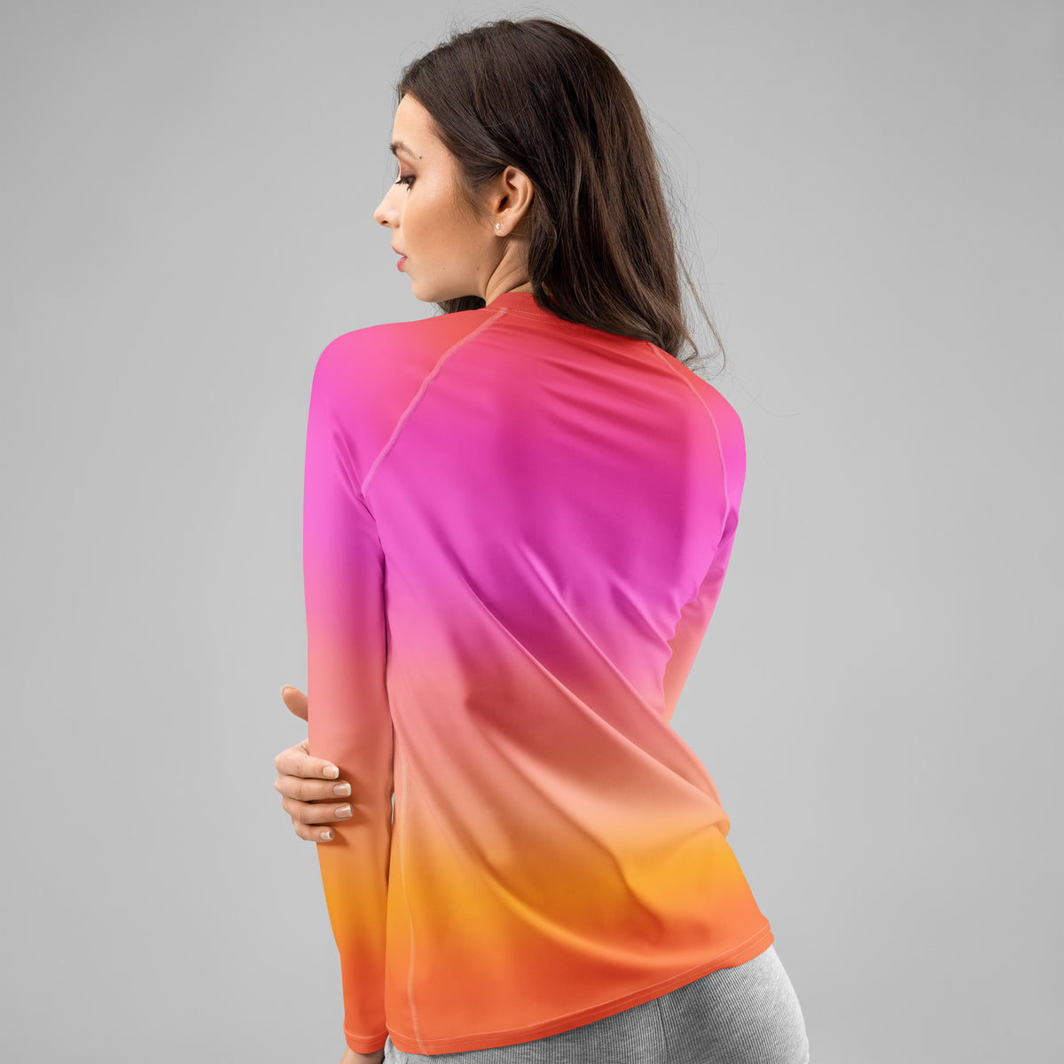 Women's Sunset Ombre Long Sleeve Rash Guard Swim Shirt – Buttery Soft, Sun Safe UPF 50+ Protection, Quick Dry & 4-Way Stretch Comfort