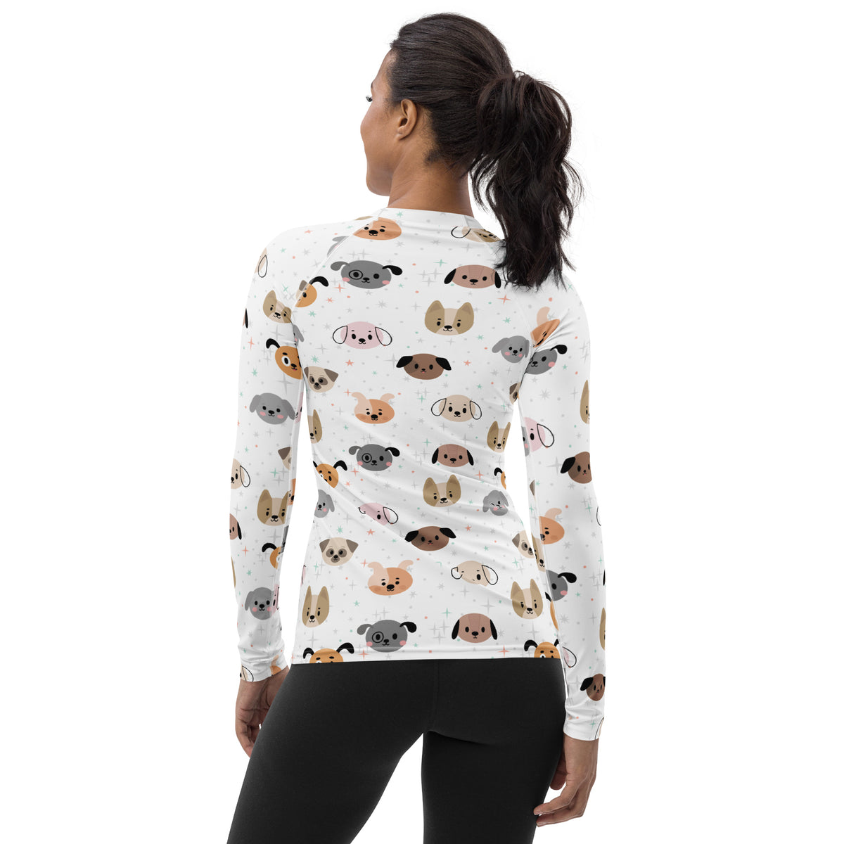Women's Dog Face Long Sleeve Rash Guard Swim Shirt – Buttery Soft, Sun Safe UPF 50+ Protection, Quick Dry & 4-Way Stretch Comfort