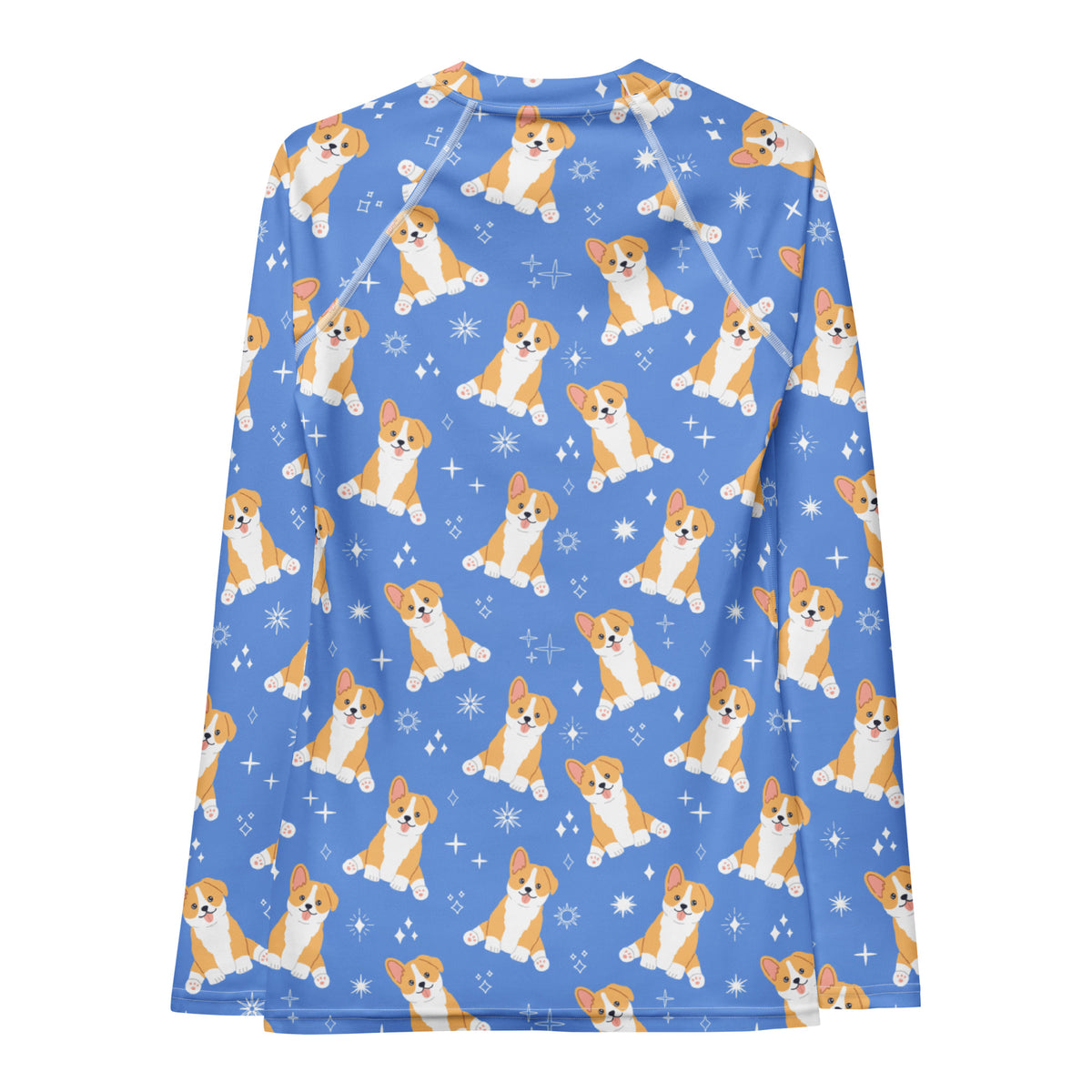 Women's Blue Corgi Dog Long Sleeve Rash Guard Swim Shirt – Buttery Soft, Sun Safe UPF 50+ Protection, Quick Dry & 4-Way Stretch Comfort