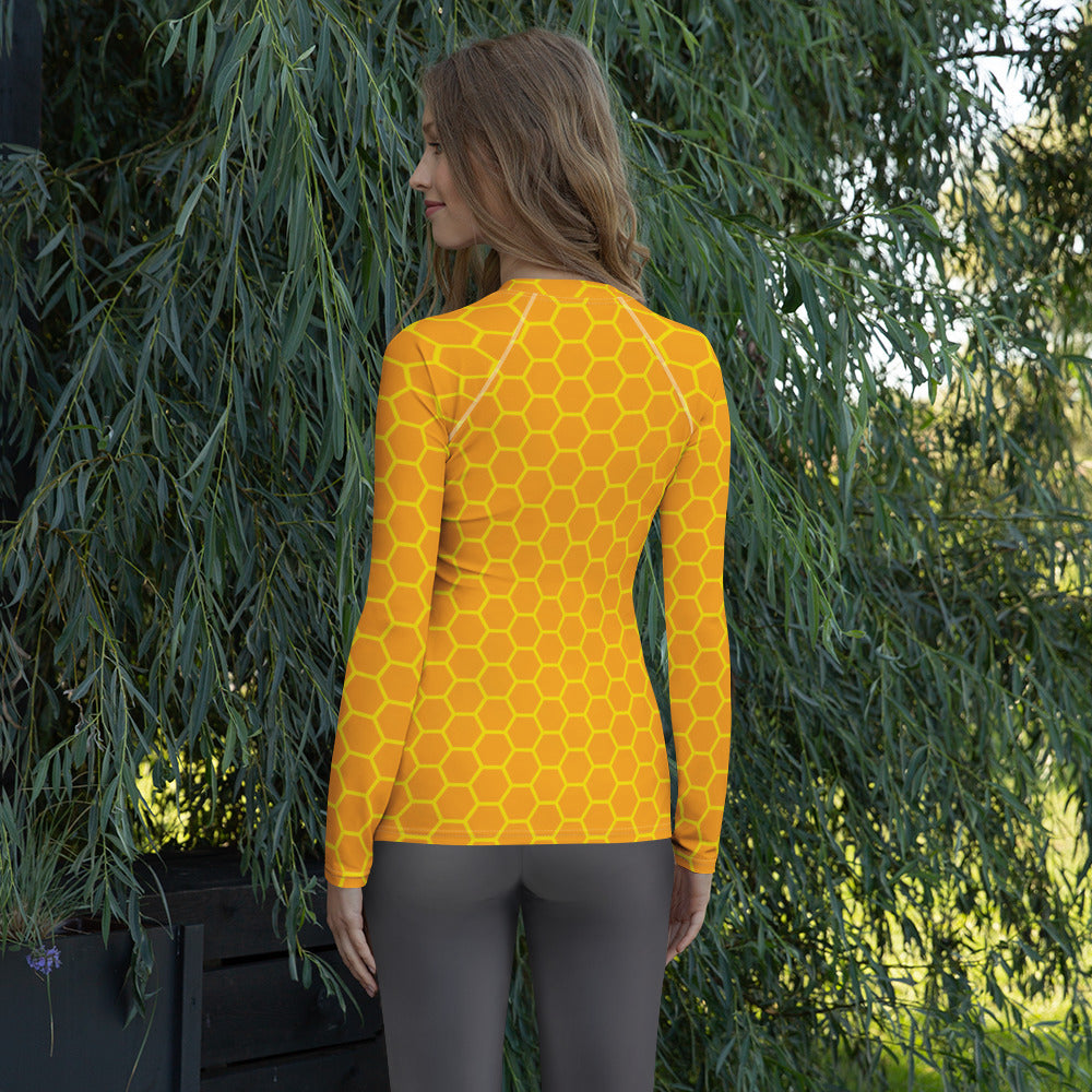 Women's Honeycomb Long Sleeve Rash Guard Swim Shirt – Buttery Soft, Sun Safe UPF 50+ Protection, Quick Dry & 4-Way Stretch Comfort