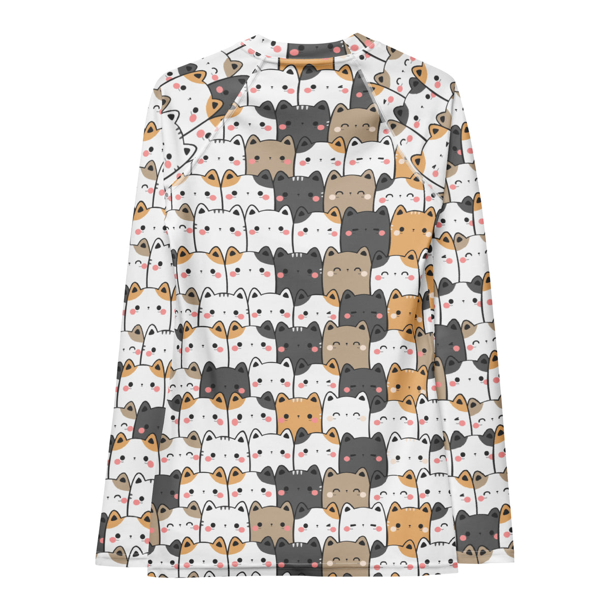 Women's Kawaii Cat Face Long Sleeve Rash Guard Swim Shirt – Buttery Soft, Sun Safe UPF 50+ Protection, Quick Dry & 4-Way Stretch Comfort