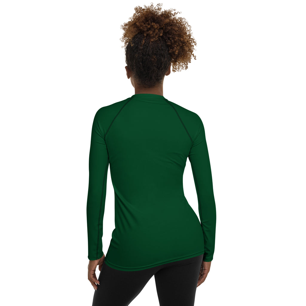 Women's Dark Forest Green Long Sleeve Rash Guard Swim Shirt – Buttery Soft, Sun Safe UPF 50+ Protection, Quick Dry & 4-Way Stretch Comfort