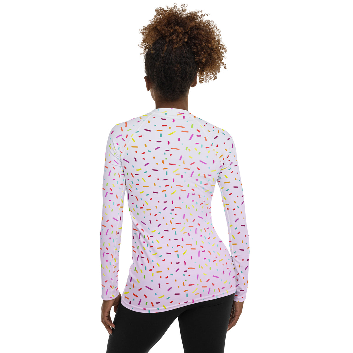 Women's Colorful Ice Cream Sprinkles Long Sleeve Rash Guard Swim Shirt – Buttery Soft, Sun Safe UPF 50+ Protection, Quick Dry & 4-Way Stretch Comfort