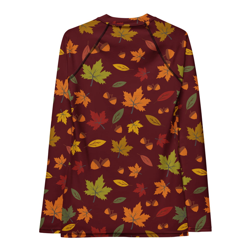 Women's Autumn Maple Leaves Long Sleeve Rash Guard Swim Shirt – Buttery Soft, Sun Safe UPF 50+ Protection, Quick Dry & 4-Way Stretch Comfort