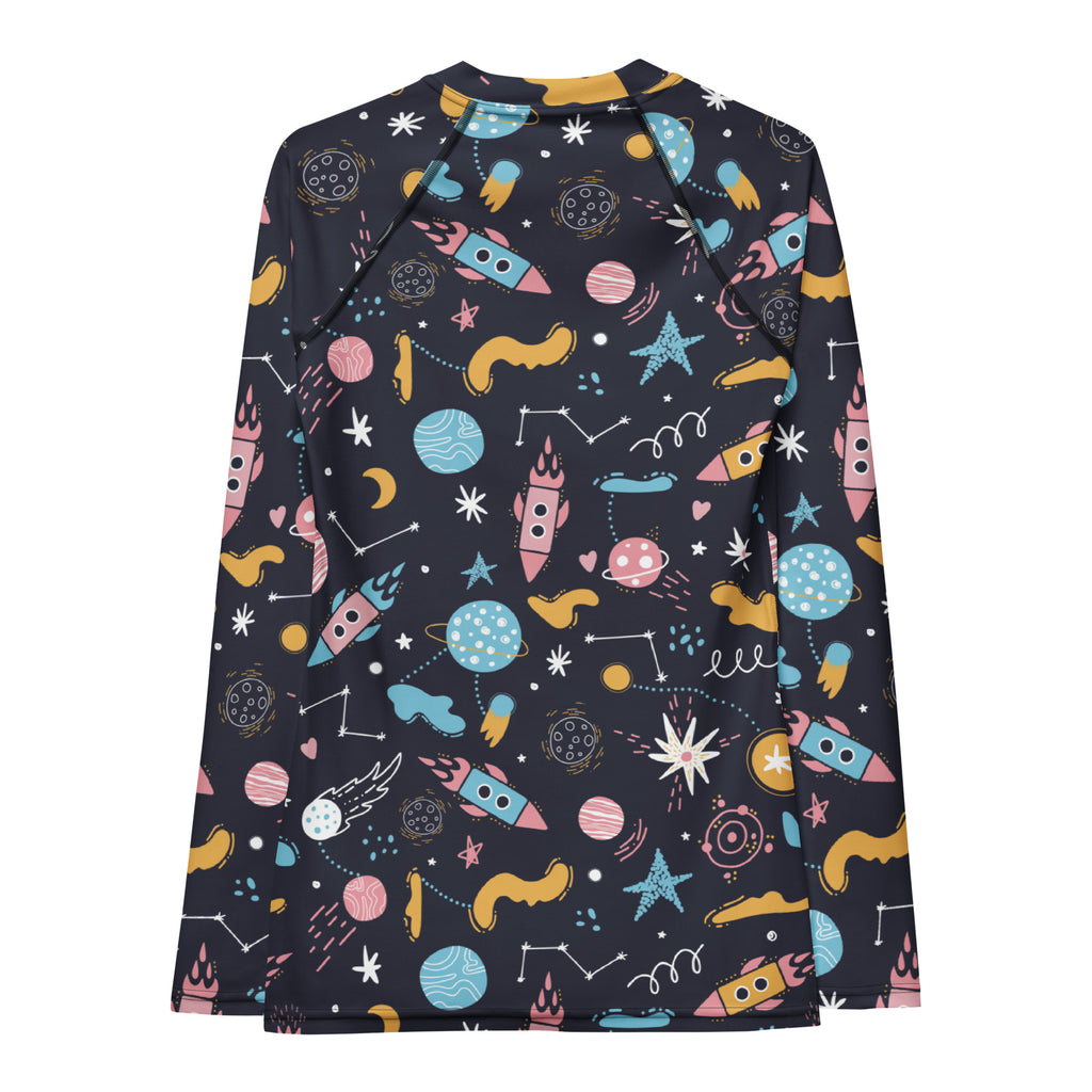 Women's Outer Space Long Sleeve Rash Guard Swim Shirt – Buttery Soft, Sun Safe UPF 50+ Protection, Quick Dry & 4-Way Stretch Comfort