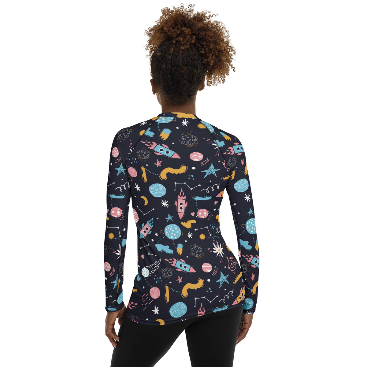 Women's Outer Space Long Sleeve Rash Guard Swim Shirt – Buttery Soft, Sun Safe UPF 50+ Protection, Quick Dry & 4-Way Stretch Comfort