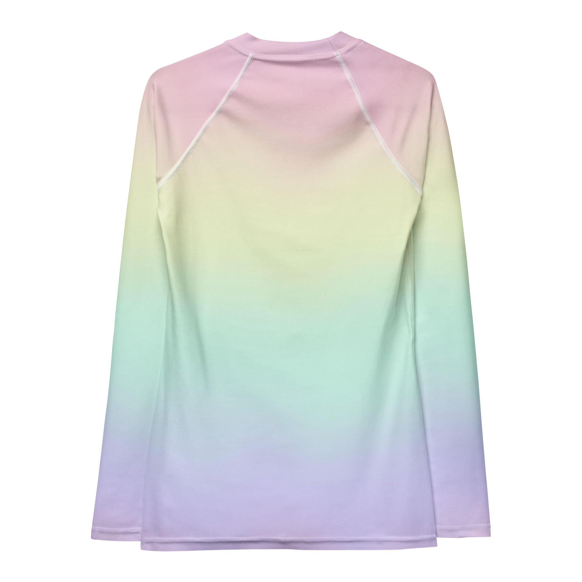 Women's Pastel Rainbow Long Sleeve Rash Guard Swim Shirt – Buttery Soft, Sun Safe UPF 50+ Protection, Quick Dry & 4-Way Stretch Comfort