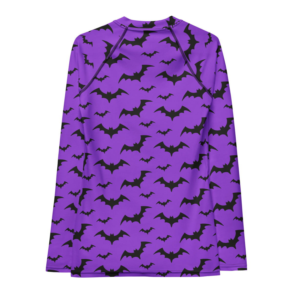 Women's Purple Bat Halloween Long Sleeve Rash Guard Swim Shirt – Buttery Soft, Sun Safe UPF 50+ Protection, Quick Dry & 4-Way Stretch Comfort