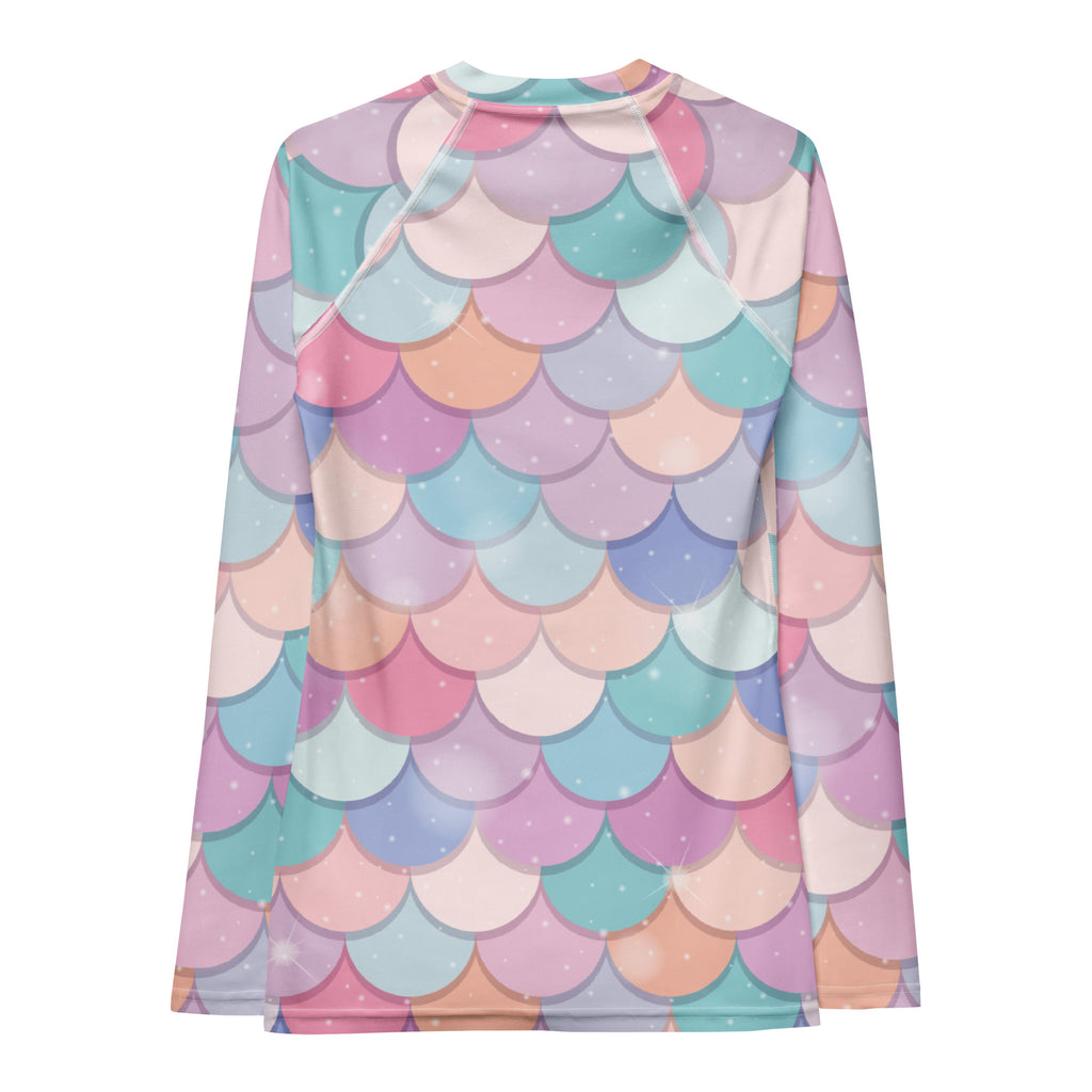Women's Rainbow Mermaid Long Sleeve Rash Guard Swim Shirt – Buttery Soft, Sun Safe UPF 50+ Protection, Quick Dry & 4-Way Stretch Comfort
