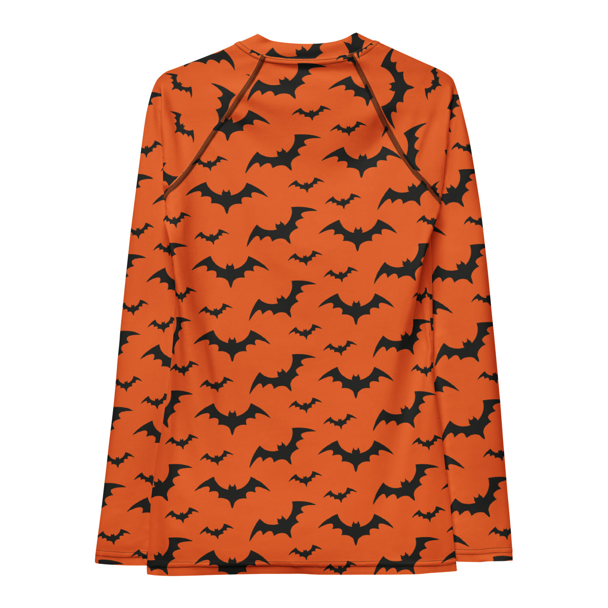 Women's Orange Bat Halloween Long Sleeve Rash Guard Swim Shirt – Buttery Soft, Sun Safe UPF 50+ Protection, Quick Dry & 4-Way Stretch Comfort