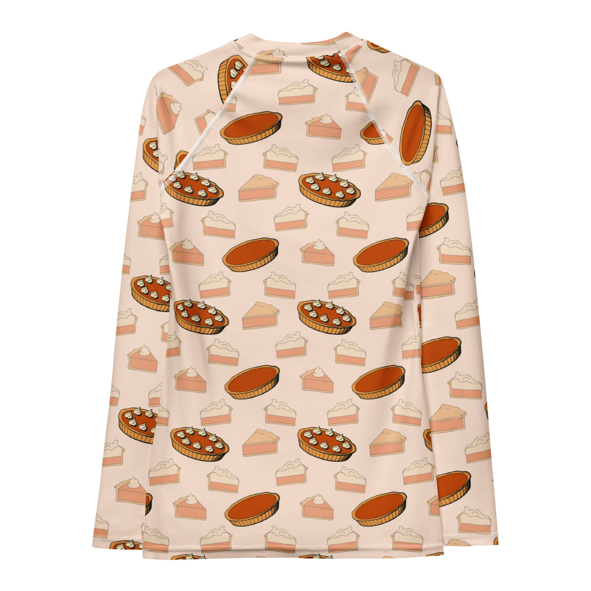 Women's Thanksgiving Pie Long Sleeve Rash Guard Swim Shirt – Buttery Soft, Sun Safe UPF 50+ Protection, Quick Dry & 4-Way Stretch Comfort
