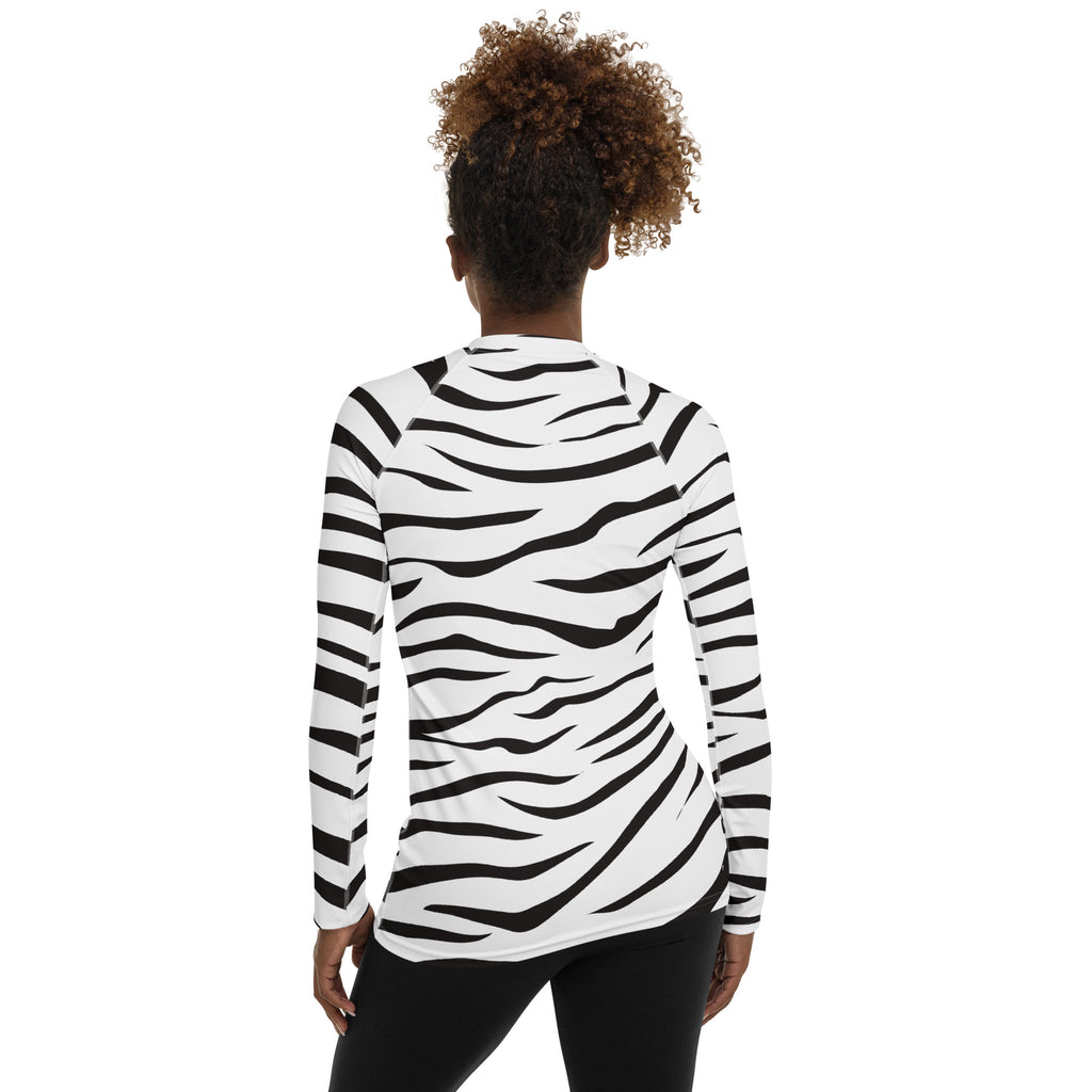 Women's Zebra Print Long Sleeve Rash Guard Swim Shirt – Buttery Soft, Sun Safe UPF 50+ Protection, Quick Dry & 4-Way Stretch Comfort