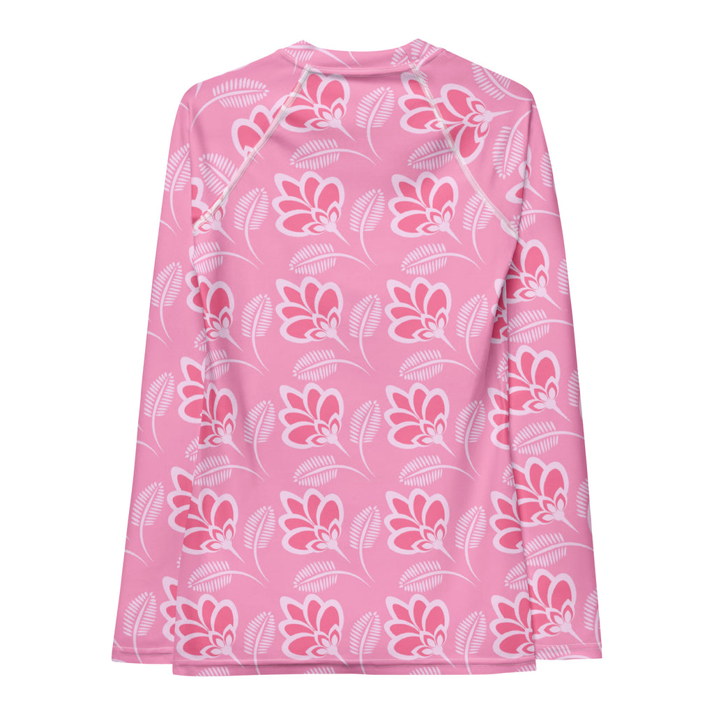 Women's Pink Floral Long Sleeve Rash Guard Swim Shirt – Buttery Soft, Sun Safe UPF 50+ Protection, Quick Dry & 4-Way Stretch Comfort