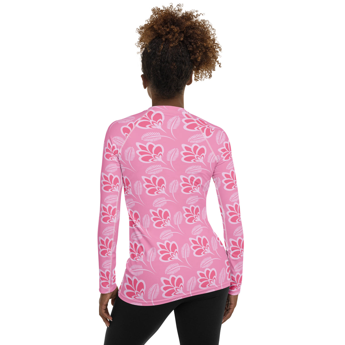 Women's Pink Floral Long Sleeve Rash Guard Swim Shirt – Buttery Soft, Sun Safe UPF 50+ Protection, Quick Dry & 4-Way Stretch Comfort