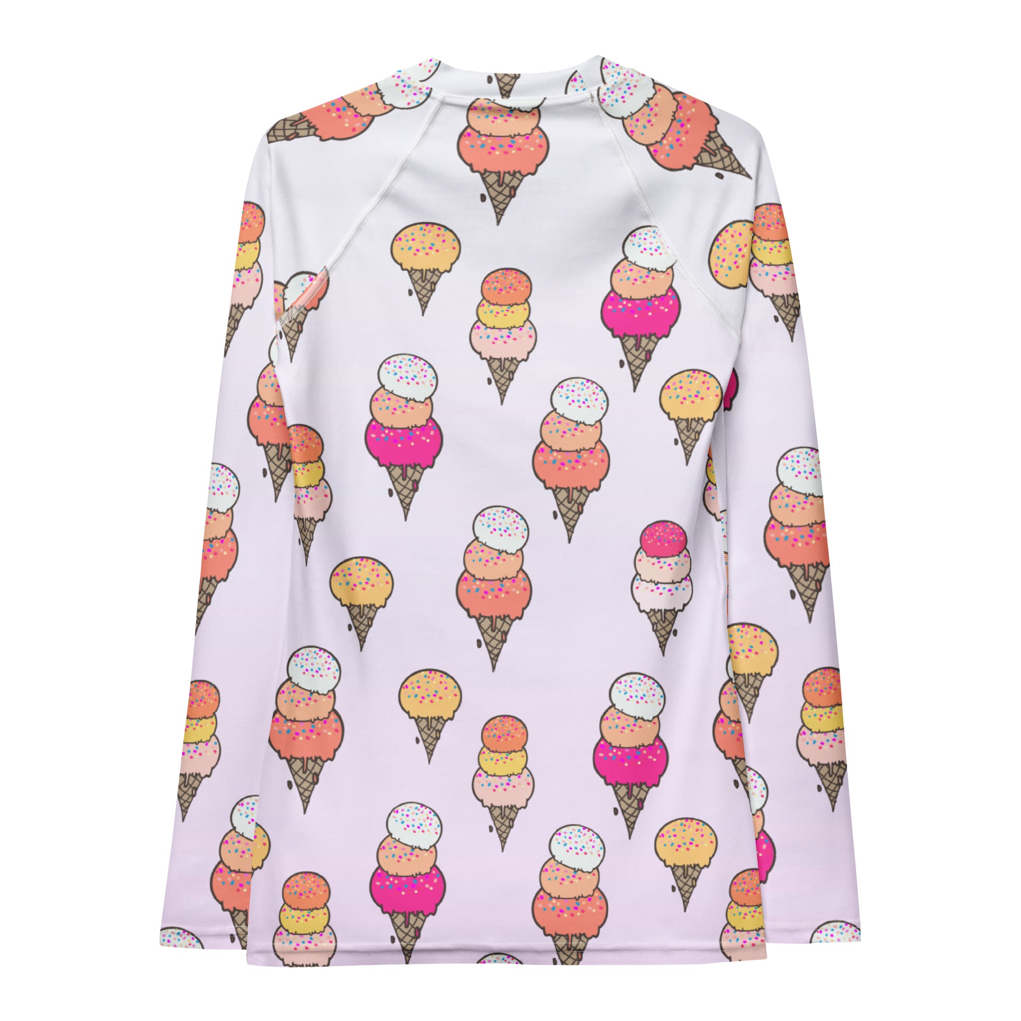 Women's Ice Cream Cone Long Sleeve Rash Guard Swim Shirt – Buttery Soft, Sun Safe UPF 50+ Protection, Quick Dry & 4-Way Stretch Comfort