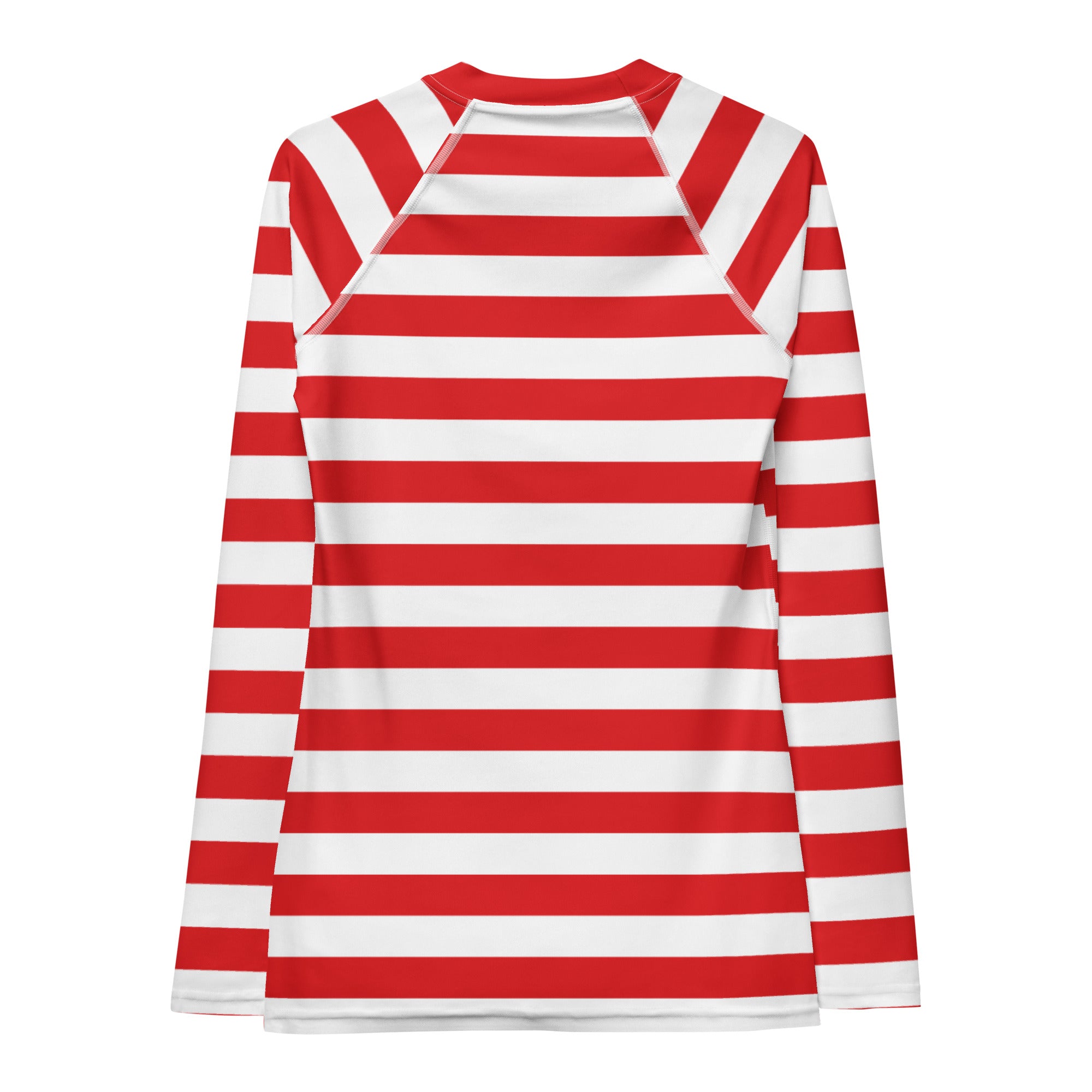 Women's Red & White Striped Long Sleeve Rash Guard Swim Shirt – Buttery Soft, Sun Safe UPF 50+ Protection, Quick Dry & 4-Way Stretch Comfort
