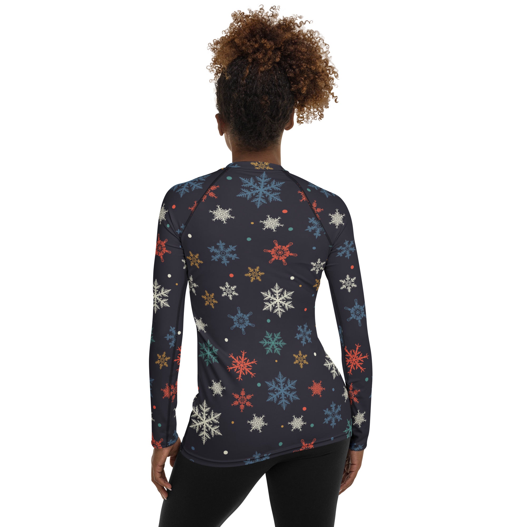 Women's Colorful Snowflake Long Sleeve Rash Guard Swim Shirt – Buttery Soft, Sun Safe UPF 50+ Protection, Quick Dry & 4-Way Stretch Comfort