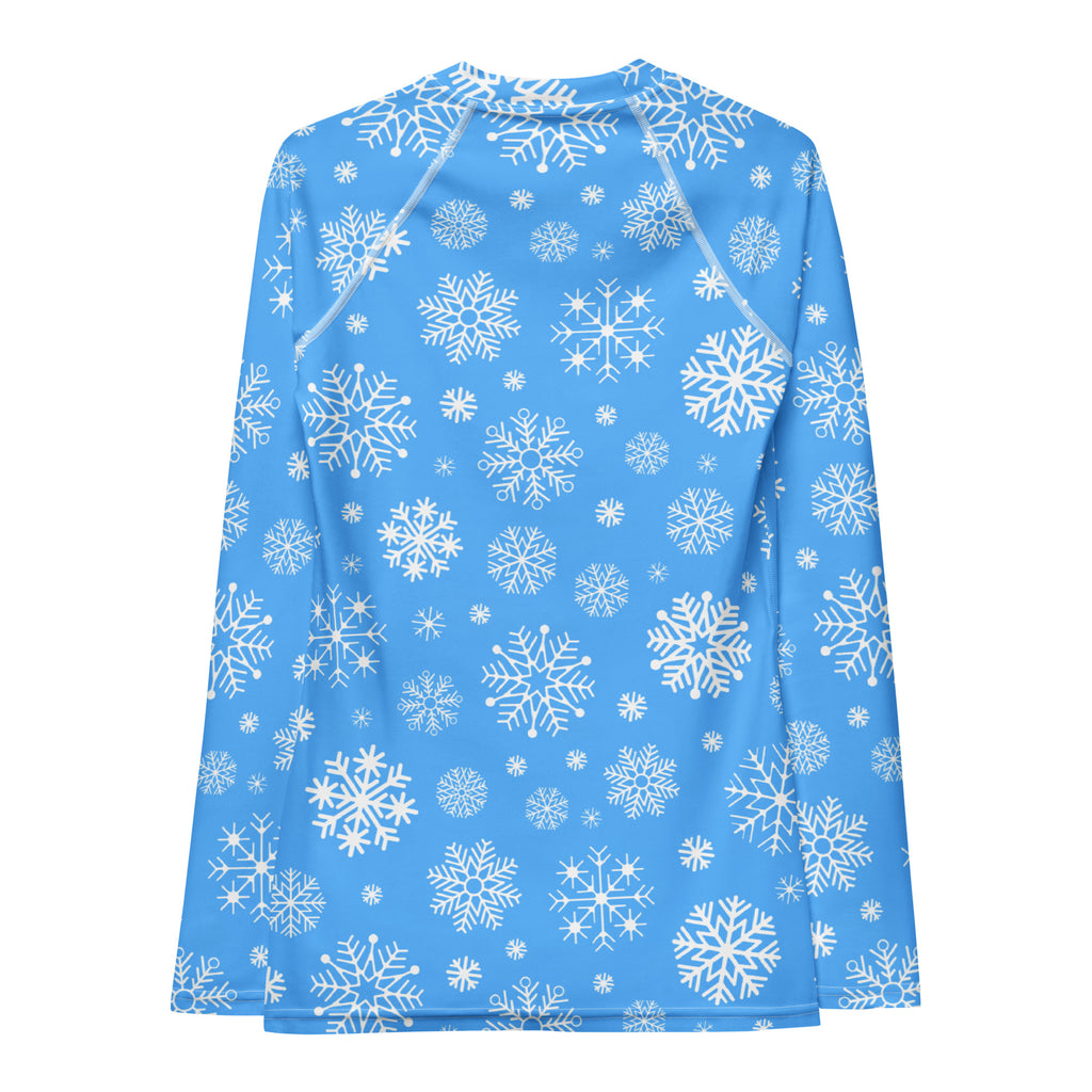 Women's Blue Snowflake Long Sleeve Rash Guard Swim Shirt – Buttery Soft, Sun Safe UPF 50+ Protection, Quick Dry & 4-Way Stretch Comfort